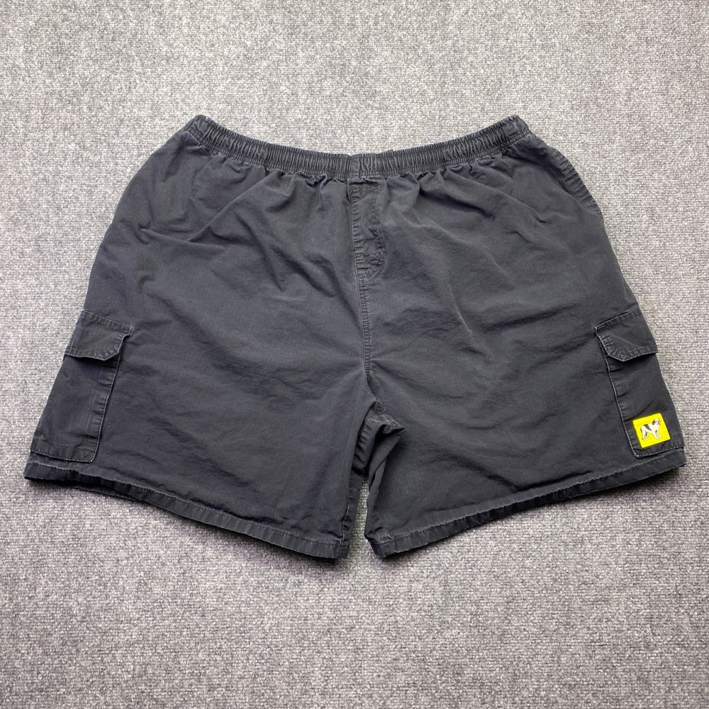 Big Dogs Mens 3X Black Ripstop Cargo Shorts Elastic Waist Cotton Utility Grunge